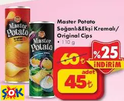 MASTER POTATO SOĞANLI&EKŞİ KREMALI/ORİGİNAL CİPS 110 G